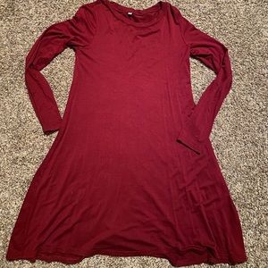 Maroon long sleeve swing dress